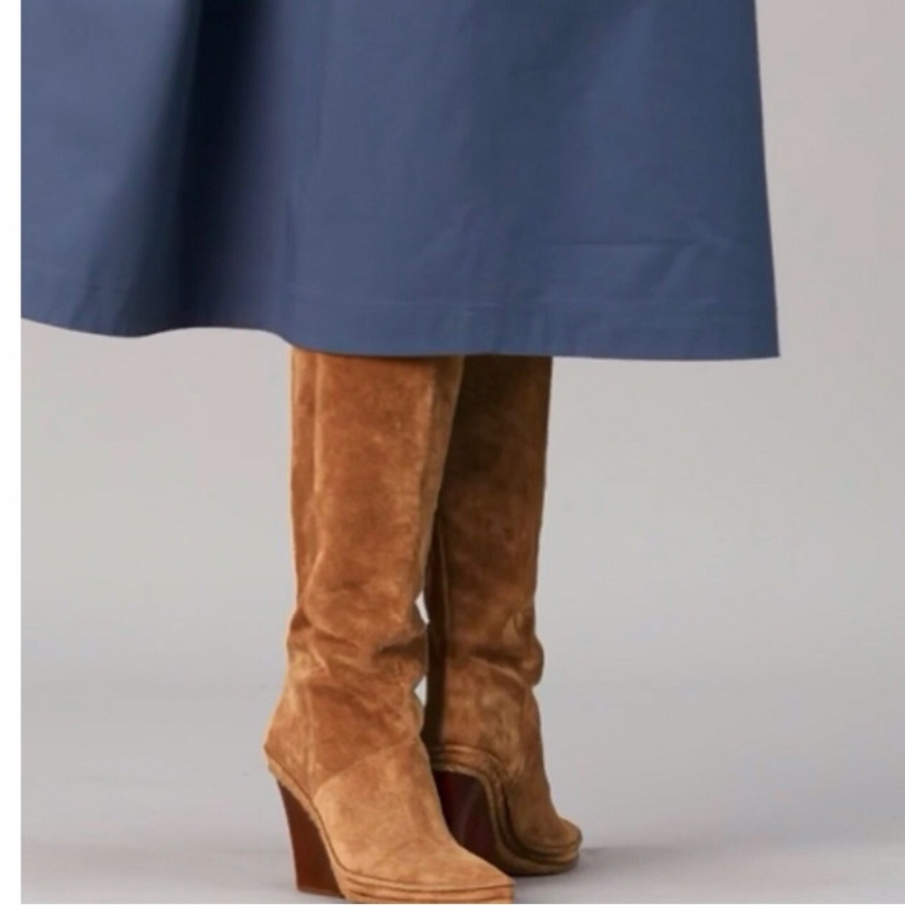 Tory Burch Lila Tall Heeled Boot, Natural Suede 81/2